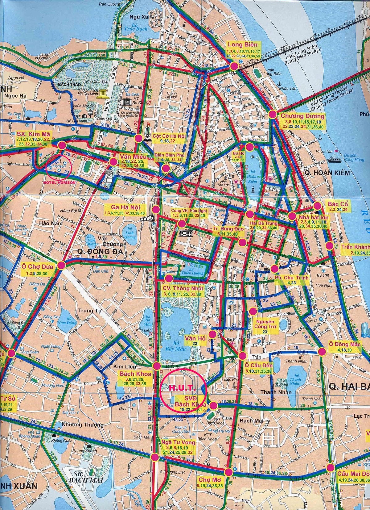 Mapa de hanoi autobús de la ruta 17
