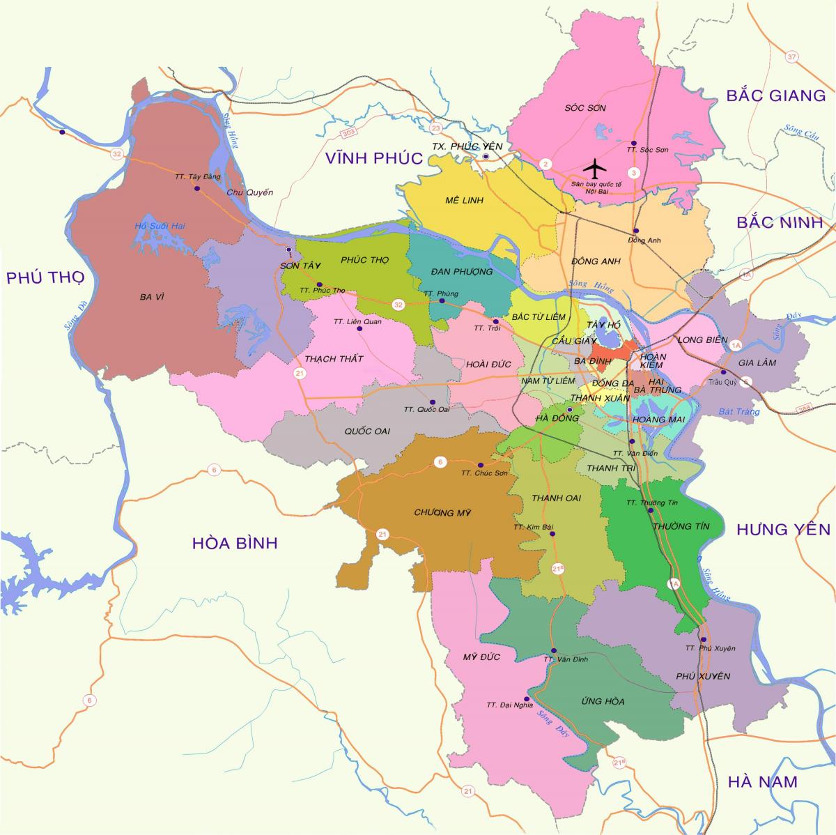 Mapa de distrito de hanoi
